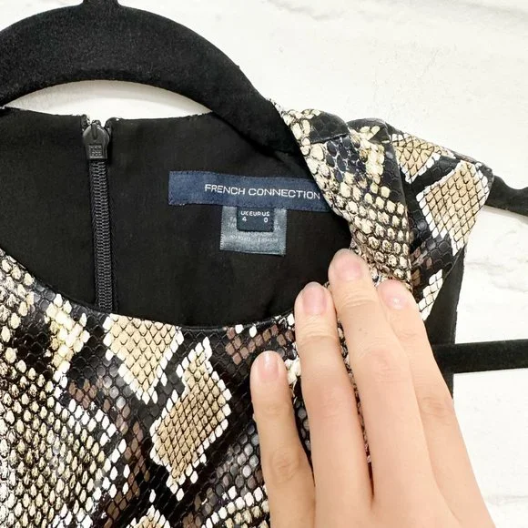 French Connection Faux Leather Snakeskin Dress ~$165 - Picture 4 of 7